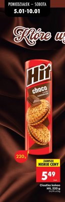 Ciastka kakao Hit choco o smaku czekoladowym promocja w Biedronka