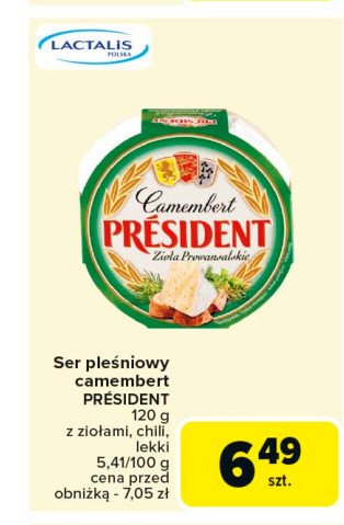 Ser camembert z chili President promocja w Carrefour Market