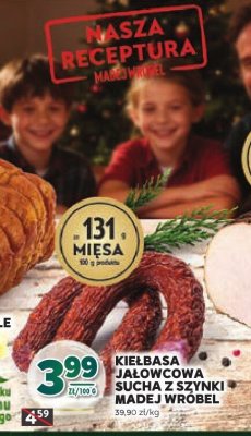 Kiełbasa jalowcowa sucha z szynki Madej Wróbel promocja w Stokrotka