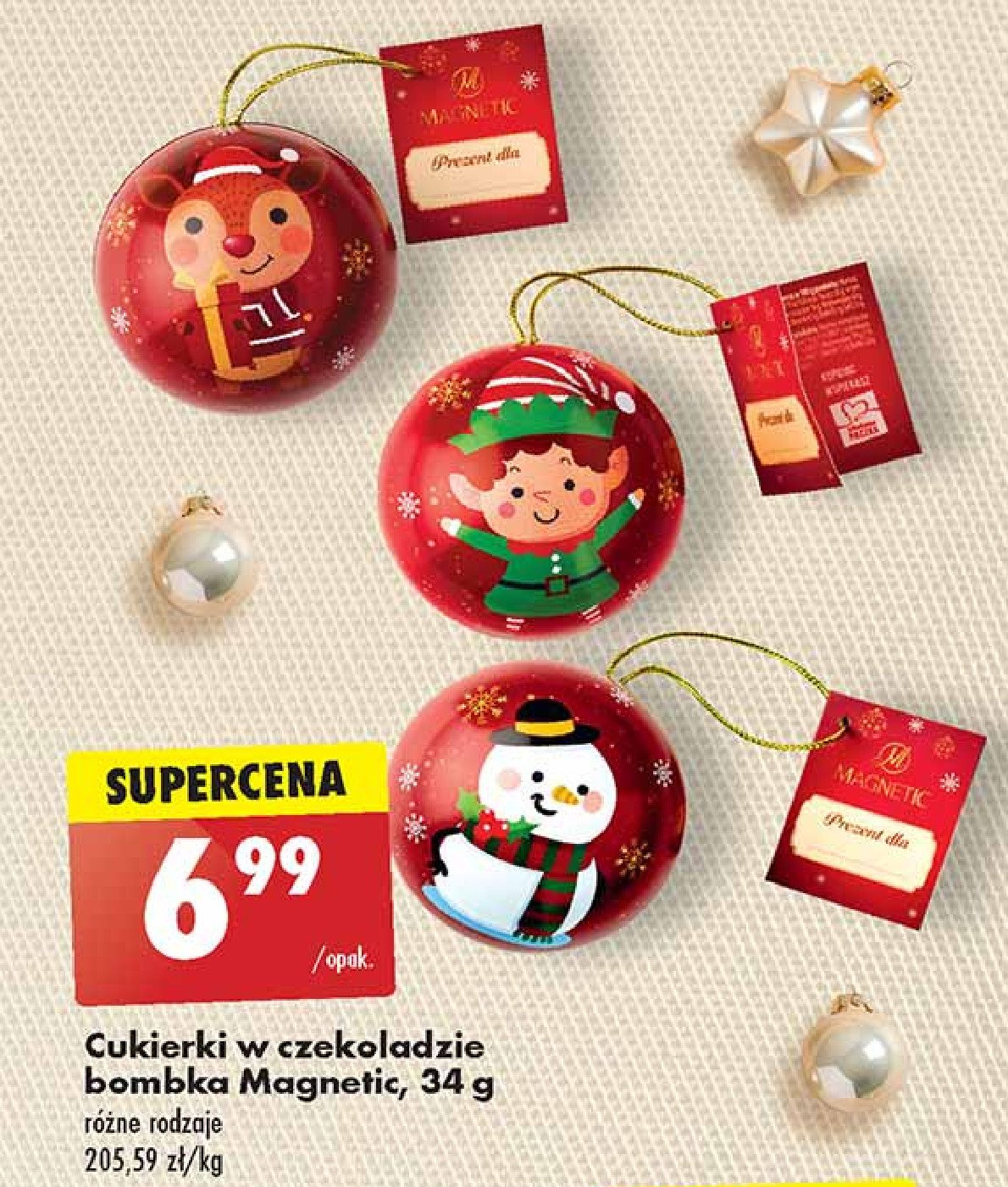 Cukierki w czekoladzie bombki Magnetic promocja