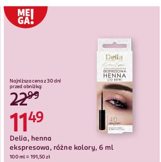 Henna do brwi brązowa Delia eyebrow expert promocja w Rossmann