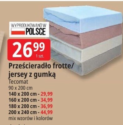 Prześcieradło frotte/jersey z gumką Tecomat promocja w Leclerc