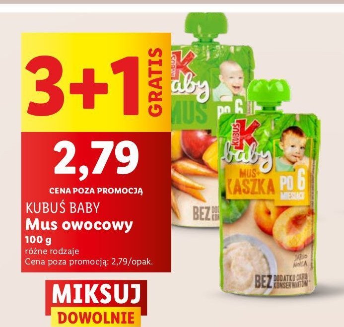 Mus po 6 msc jabłko-brzoskwinia-marchew-banan Kubuś baby promocja