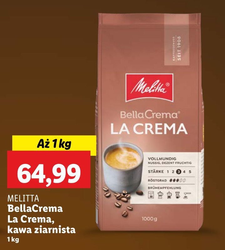 Kawa bella crema la crema Melitta promocja w Lidl