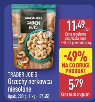 Orzechy nerkowca niesolone promocja w Aldi