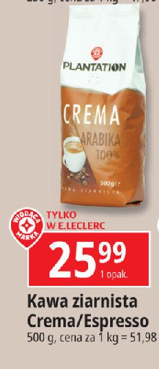 Kawa espresso arabica Wiodąca marka plantation promocja w Leclerc