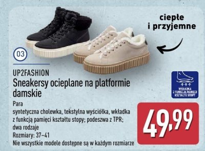 Sneakersy damskie ocieplane na platformie UP2FASHION promocja w Aldi