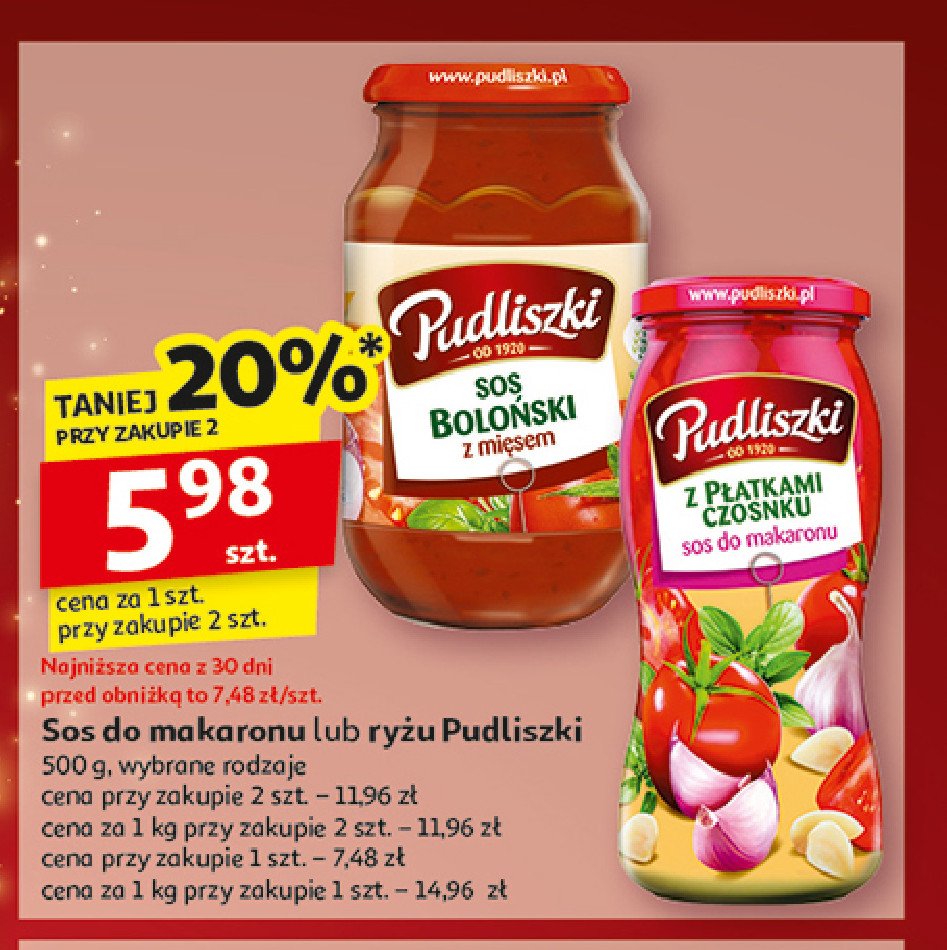 Sos do makaronu z płatkami czosnku Pudliszki promocja