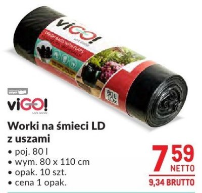 Worki na śmieci LD z uszami promocja w Makro