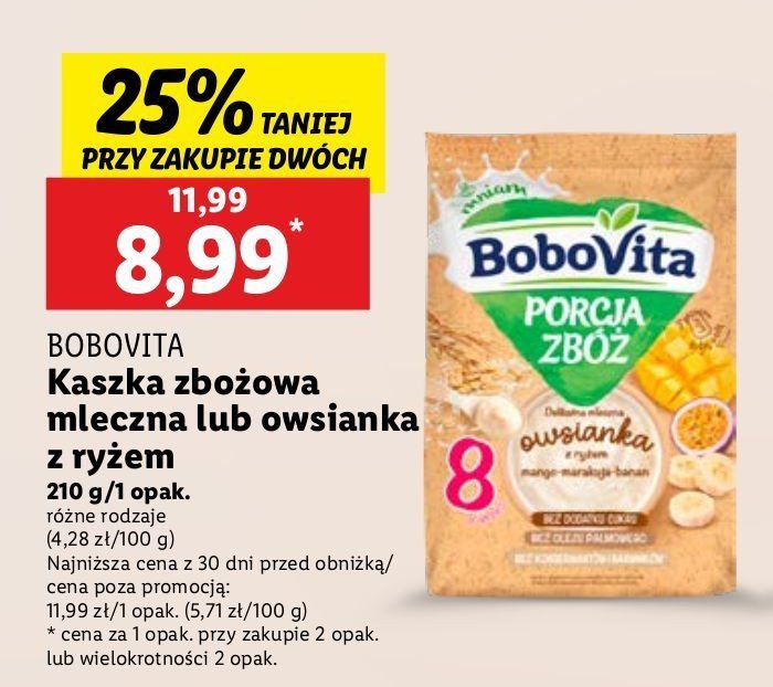 Owsianka z ryżem mango- marakuja- banan Bobovita porcja zbóż promocja