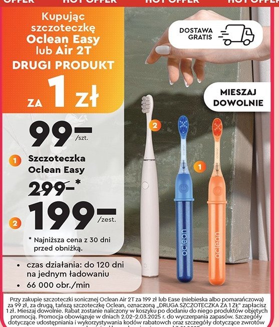 Szczoteczka soniczna air 2t niebieska Oclean promocja