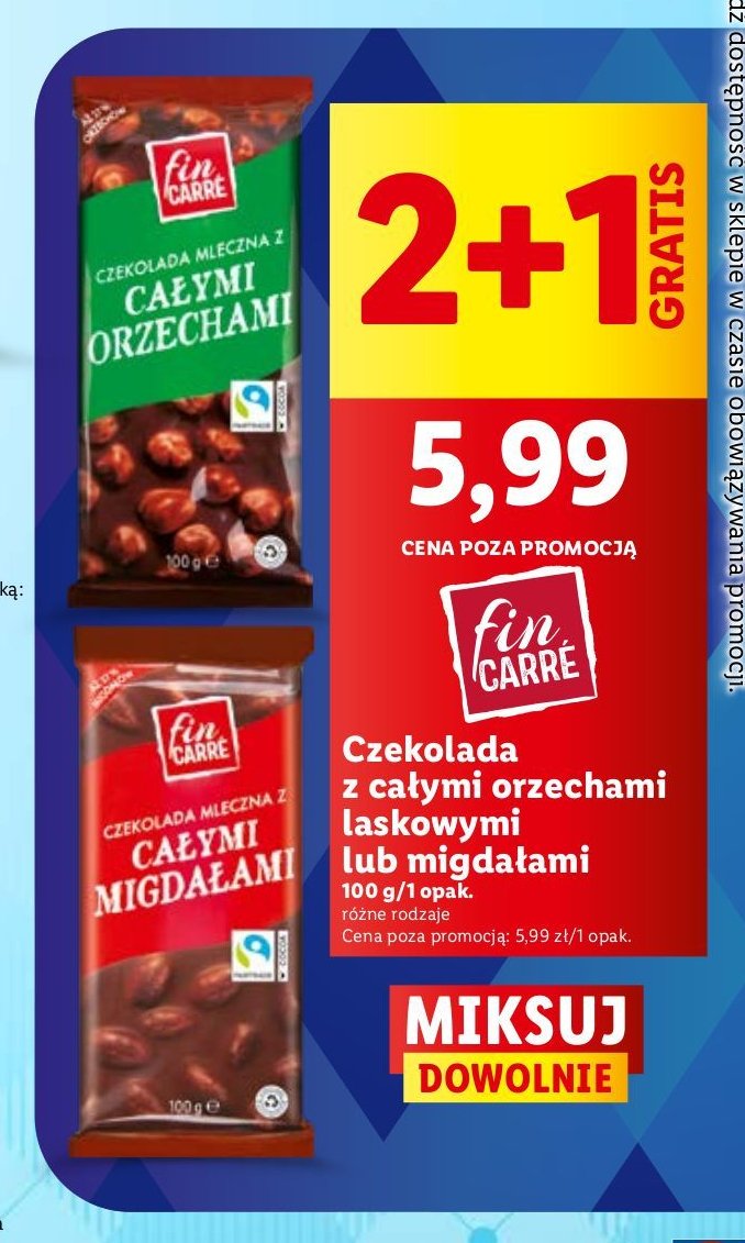 Czekolada z całymi orzechami laskowymi Fin carre promocja