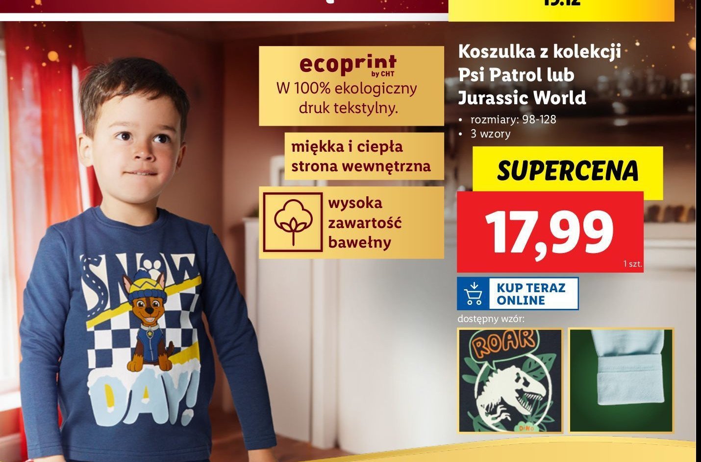 Koszula dziecięca 98-128 jurassic world promocja w Lidl