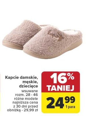 Kapcie damskie, męskie, dziecięce wsuwane rozm. 28 - 46 różne modele promocja w Carrefour