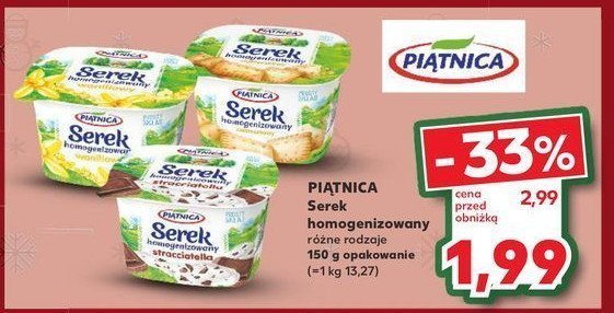 Serek homogenizowany waniliowy Piątnica promocja w Kaufland