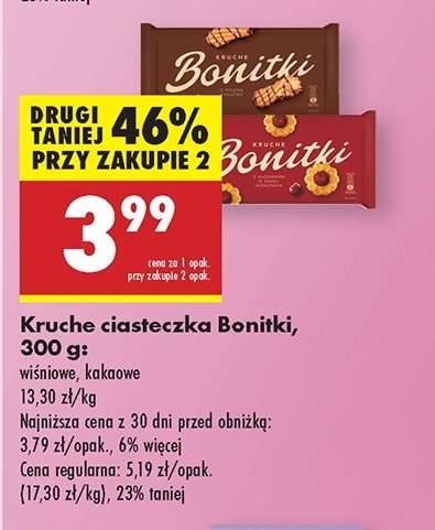 Ciasteczka kruche z nadzieniem wiśniowym Bonitki promocja w Biedronka