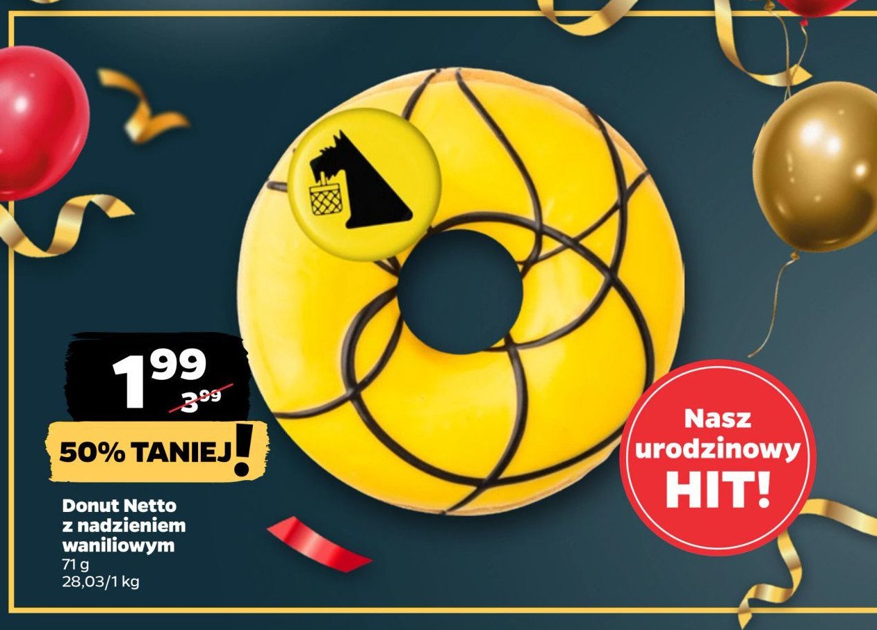 Donut z nadzieniem waniliowym Netto promocja