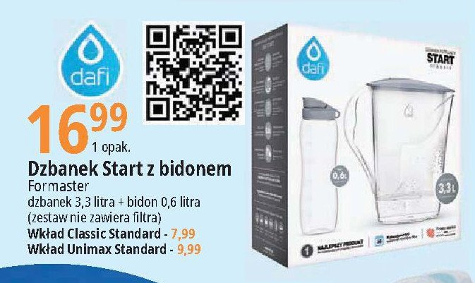 Dzbanek filtruj膮cy start unimax 3.3 l + bidon 600 ml Dafi promocja