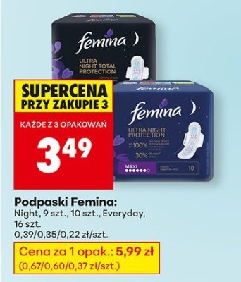 Podpaski Femina Night promocja w Biedronka