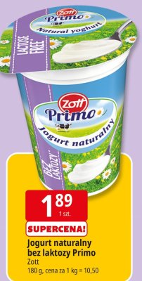 Jogurt naturalny bez laktozy Primo Zott promocja w Leclerc