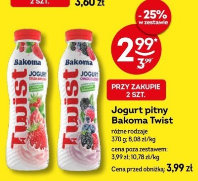 Jogurt pitny Bakoma Twist różne rodzaje promocja w Żabka