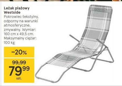 Leżak plażowy 160 x 49.5 cm Westside promocja