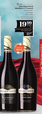 Wino Mogen David Blackberry czerwone/słodkie lub Concord czerwone/słodkie lub półsłodkie promocja w POLOmarket