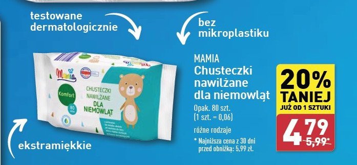 Chusteczki dla niemowląt comfort Mamia promocja