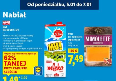 Mleko UHT 3,2% MU! promocja w Lidl