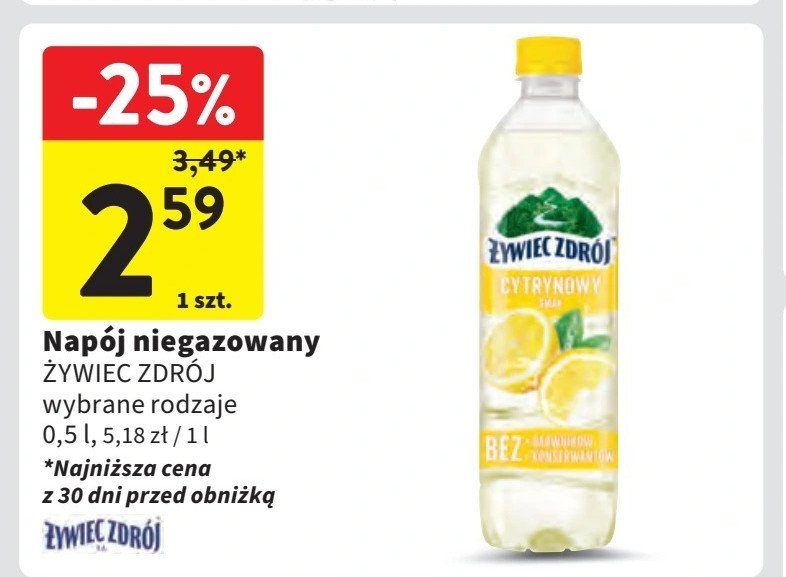 Woda cytrynowa Żywiec zdrój ze smakiem promocja