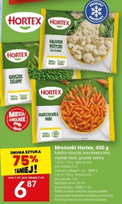 Mrożonki Hortex, 450 g kalafior, brokuł, marchewka mini, szpinak liście, groszek zielony, paski cukinia, buraczki baby promocja w Twój Market