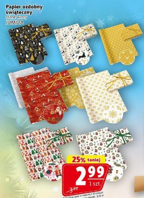Papier ozdobny świąteczny różne wzory JUMIDA promocja w Prim Market