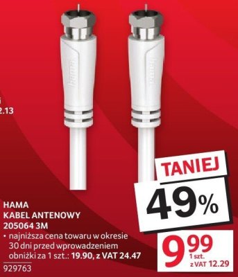 Kabel antenowy 205064 3M HAMA promocja w Selgros