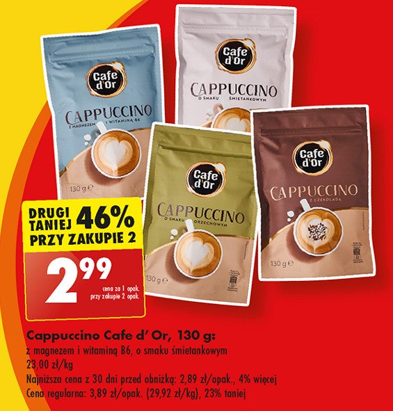 Cappuccino orzechowe Cafe d'or promocja w Biedronka