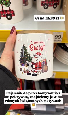 Pojemnik do przechowywania z pokrywką świąteczny motyw Wesołych Świąt promocja w Dino