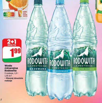 Woda mineralna Rodowita delikatnie gazowana promocja w Dino