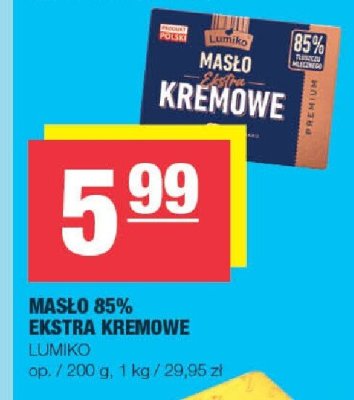 Masło 85% extra kremowe Łumiko promocja w SPAR