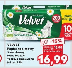 Papier toaletowy rumianek i aloes Velvet promocja w Kaufland