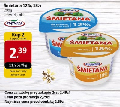 Śmietana 12%, 18% 200g promocja w Market Point