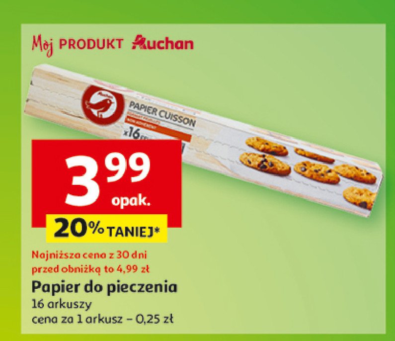 Papier do pieczenia 16 arkuszy Auchan różnorodne (logo czerwone) promocja