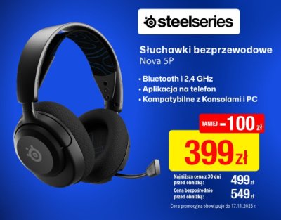 Słuchawki bezprzewodowe SteelSeries Nova 5P promocja w RTV EURO AGD