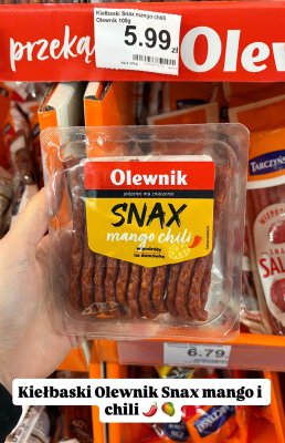 Kiełbaski Snax mango chili  promocja w Dino