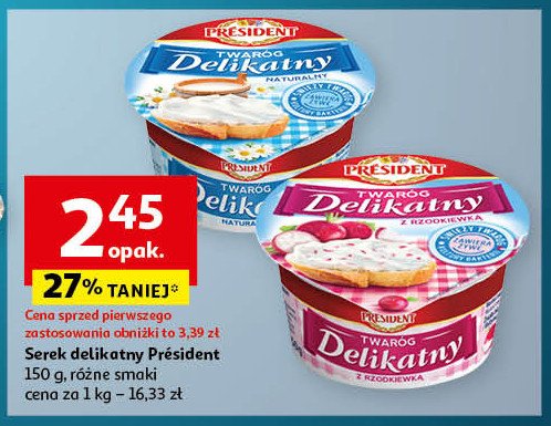 Twaróg delikatny z rzodkiewką President promocja w Auchan