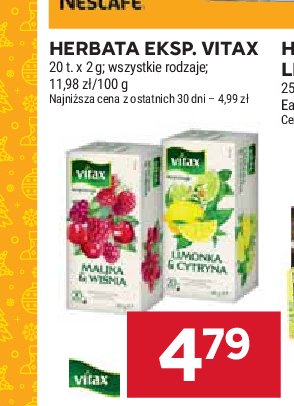 Herbata malina & wiśnia Vitax promocja