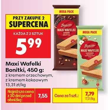 Maxi Wafelki z kremem orzechowym lub kakaowym promocja w Biedronka