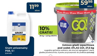 Gotowa gładź szpachlowa pod wałek ATLAS GO! 27,5 kg promocja w PSB Mrówka