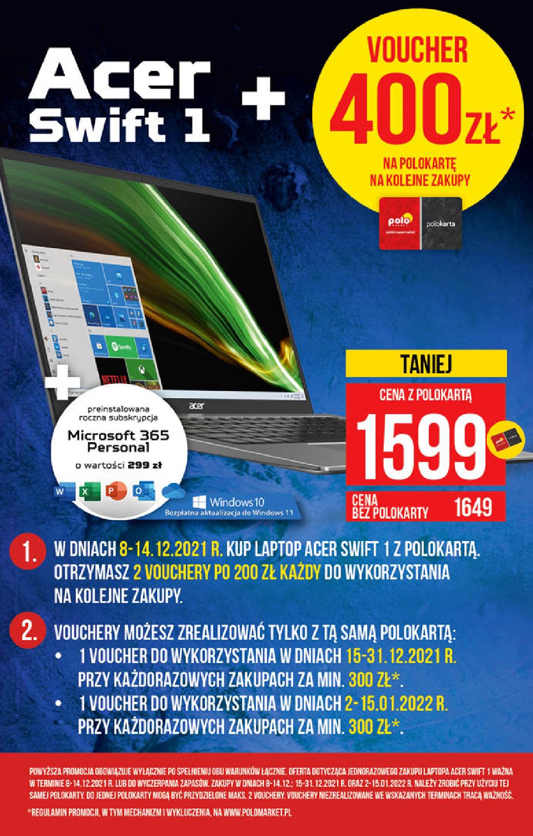 Laptop swift 1 Acer promocja