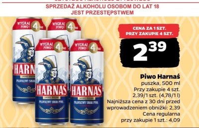 Piwo Harnaś 500 ml promocja w Netto