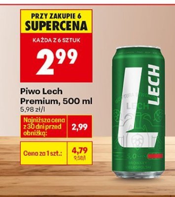 Piwo Lech Premium, 500 ml promocja w Biedronka