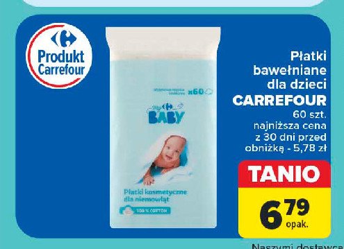 Płatki kosmetyczne dla niemowląt Carrefour baby promocja